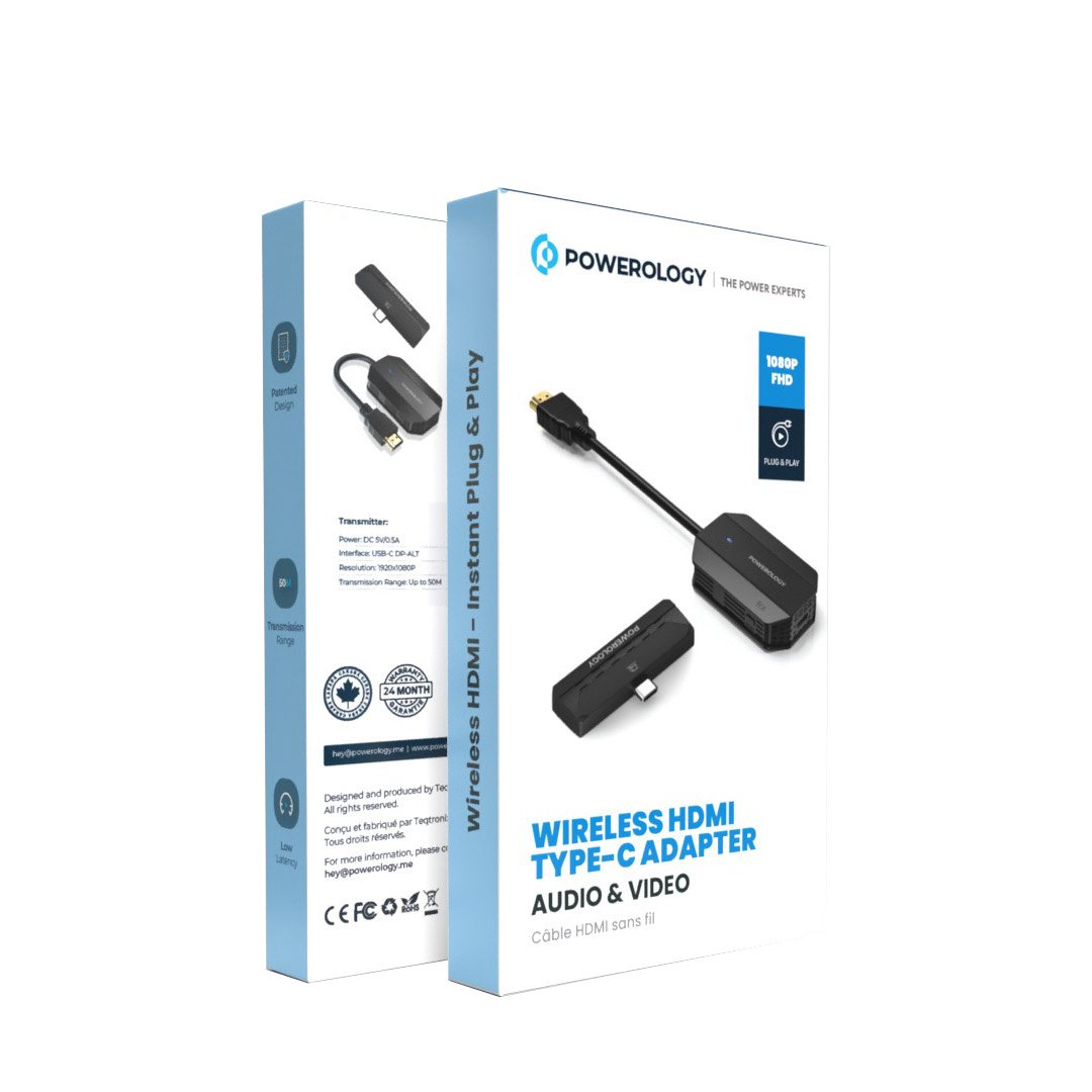 Powerology Wireless HDMI Type C Adapter Audio Video Black 971nerds Store