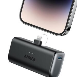 Anker 5000mAh 621 Nano Wired Fast Charging Power Bank, Lightining Input and Built-in Lightning Connector, Black- A1645H11