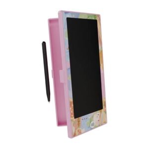 Porodo 2-in-1 Kids LCD Writing Tablet with Pencil Case, One-Key Screen Lock, Battery Case, Erasing Button - pink
