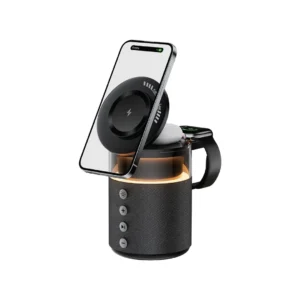 Green Lion 5-in-1 Wireless Charger with 1800mAh Battery Capacity, N52 Magnets, Ambient Light Mode, 360° Adjustability, Snap & Charge - Black