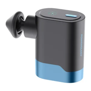 Powerology Ultra-Mini Travel Massager with 5 Head Attachments, Up to 4.5 Hours Working Time, 750mAh Battery, USB-C Charging Interface, 3 Speed Settings, Efficient Muscle Relief, Low Noise Design - Black